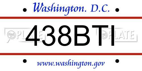 438BTI District Of Columbia License Plate