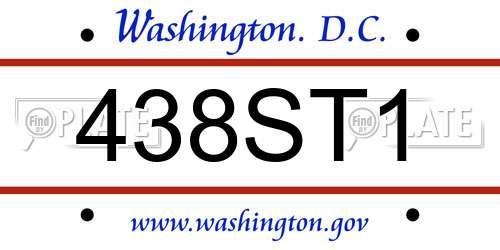 438ST1 District Of Columbia License Plate
