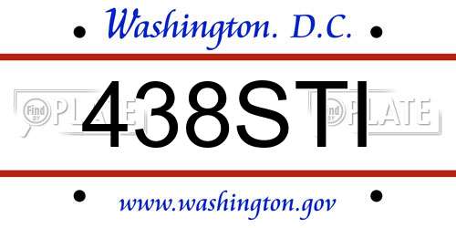 438STI District Of Columbia License Plate