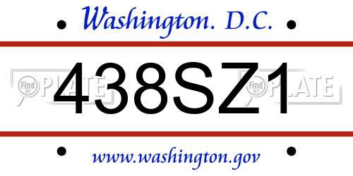 438SZ1 District Of Columbia License Plate