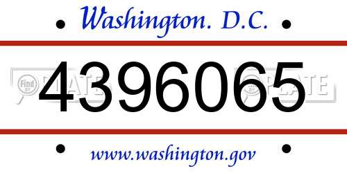 4396065 District Of Columbia License Plate