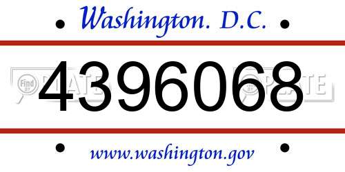 4396068 District Of Columbia License Plate