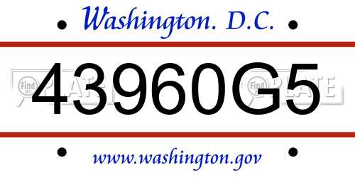 43960G5 District Of Columbia License Plate