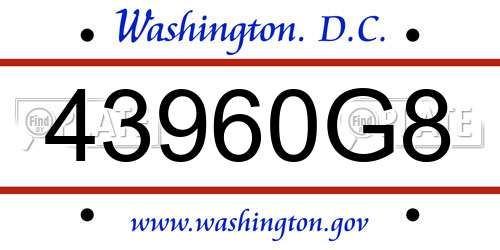 43960G8 District Of Columbia License Plate