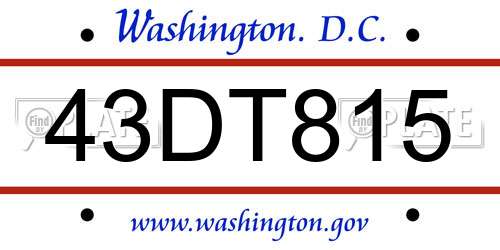 43DT815 District Of Columbia License Plate