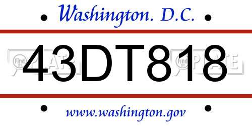 43DT818 District Of Columbia License Plate