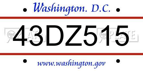 43DZ515 District Of Columbia License Plate