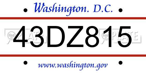 43DZ815 District Of Columbia License Plate