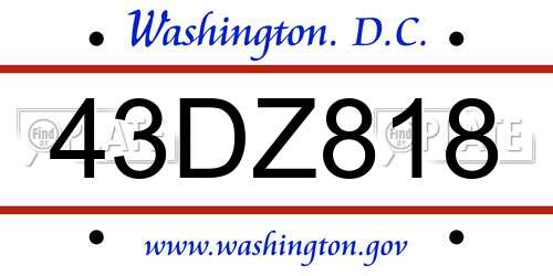 43DZ818 District Of Columbia License Plate
