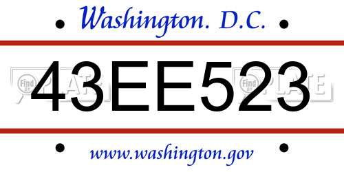 43EE523 District Of Columbia License Plate
