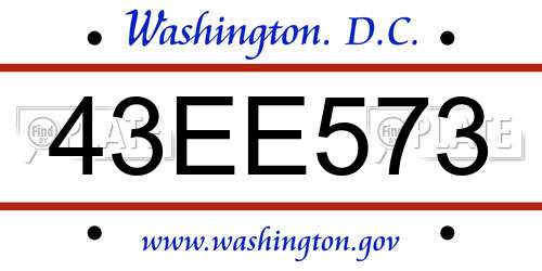 43EE573 District Of Columbia License Plate