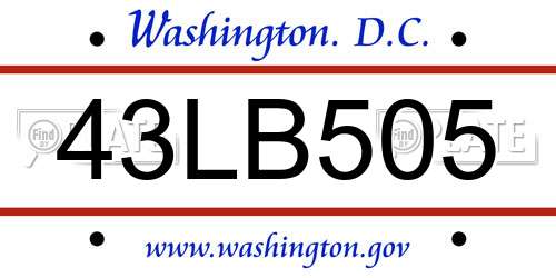 43LB505 District Of Columbia License Plate