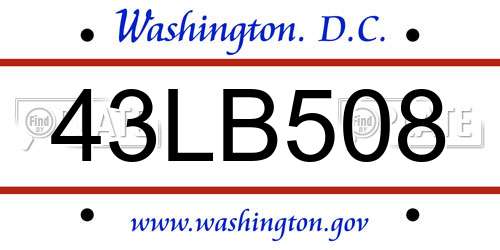 43LB508 District Of Columbia License Plate