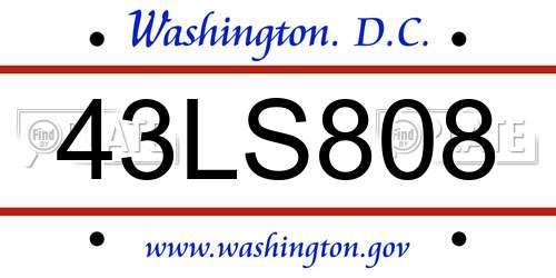 43LS808 District Of Columbia License Plate