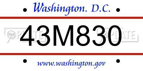 43M830 District Of Columbia License Plate
