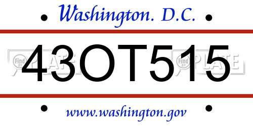 43OT515 District Of Columbia License Plate