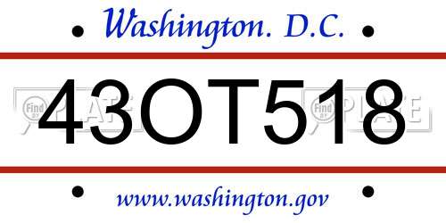 43OT518 District Of Columbia License Plate