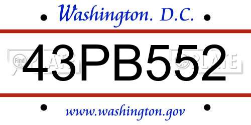 43PB552 District Of Columbia License Plate