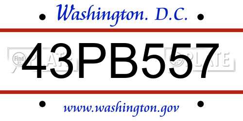 43PB557 District Of Columbia License Plate