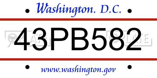 43PB582 District Of Columbia License Plate