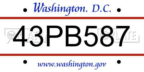 43PB587 District Of Columbia License Plate