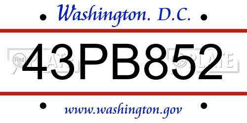 43PB852 District Of Columbia License Plate