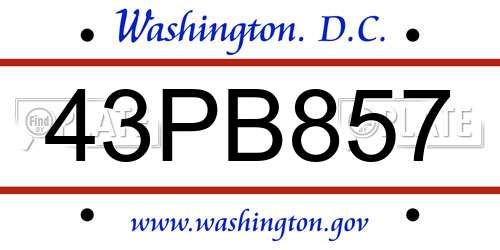 43PB857 District Of Columbia License Plate