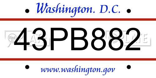 43PB882 District Of Columbia License Plate