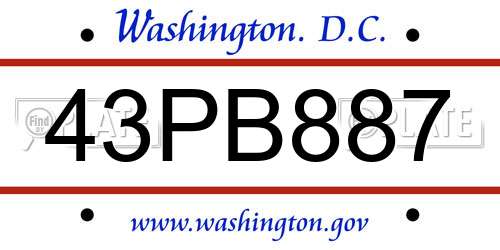43PB887 District Of Columbia License Plate