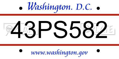 43PS582 District Of Columbia License Plate