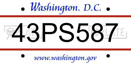 43PS587 District Of Columbia License Plate
