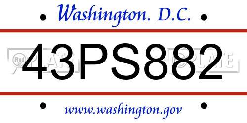 43PS882 District Of Columbia License Plate
