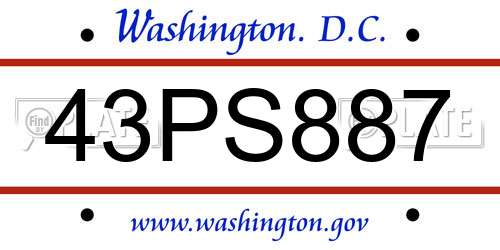 43PS887 District Of Columbia License Plate
