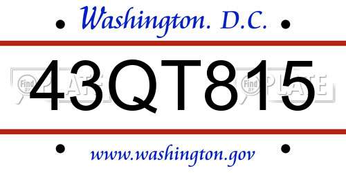 43QT815 District Of Columbia License Plate