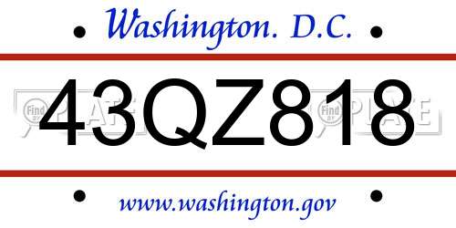 43QZ818 District Of Columbia License Plate