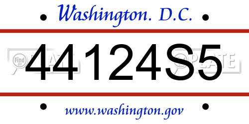 44124S5 District Of Columbia License Plate