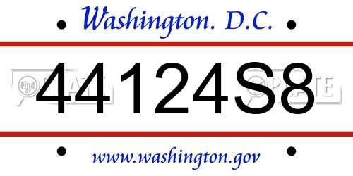 44124S8 District Of Columbia License Plate