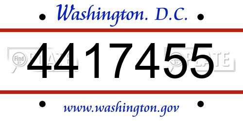 4417455 District Of Columbia License Plate
