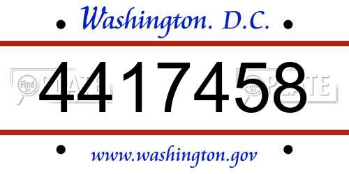 4417458 District Of Columbia License Plate