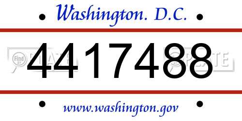 4417488 District Of Columbia License Plate