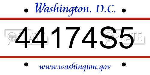 44174S5 District Of Columbia License Plate