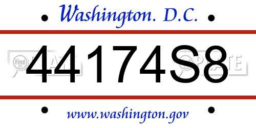 44174S8 District Of Columbia License Plate