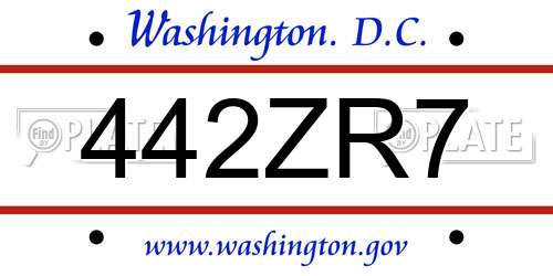 442ZR7 District Of Columbia License Plate