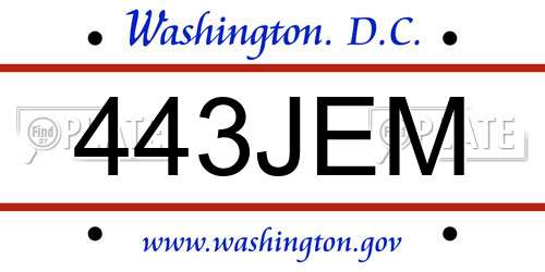 443JEM District Of Columbia License Plate