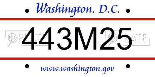 443M25 District Of Columbia License Plate