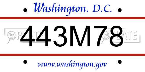 443M78 District Of Columbia License Plate
