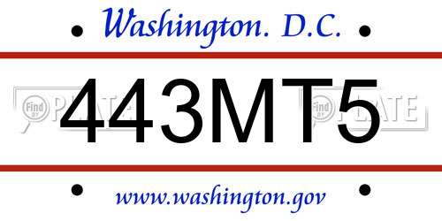 443MT5 District Of Columbia License Plate
