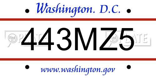 443MZ5 District Of Columbia License Plate