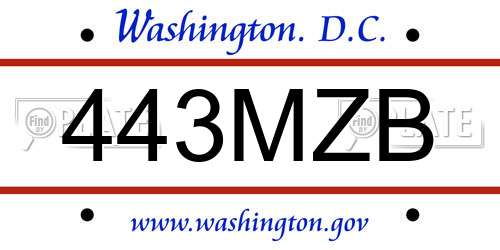 443MZB District Of Columbia License Plate