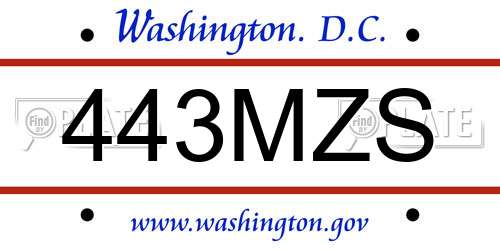 443MZS District Of Columbia License Plate